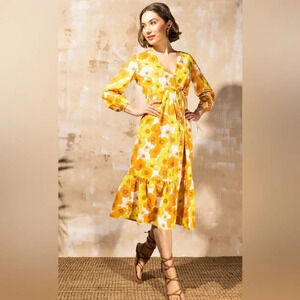 NEW Mott50 Scarlet Button Front Long Sleeve Midi Dress - Sunset Floral